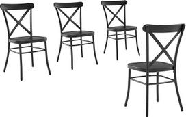 "Crosley Furniture Camille" 4 matinės juodos spalvos metalinių valgomojo kėdžių rinkinys