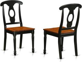 "East West Furniture" KEC-BLK-W "Kenley" virtuvės ir valgomojo kėdės - "Napoleon" atlošas, medžio masyvo kėdės, 2 vnt., juodos ir vyšninės spalvos
