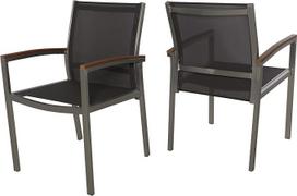 "Great Deal Furniture Emma" tinklelio ir aliuminio rėmo valgomojo kėdė, pilka, 2 vnt., pilka + sidabrinė
