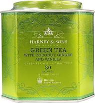 "Harney and Sons" žalioji arbata su kokosų skonio žaliąja 30 pakelių skardinėje Harney and Sons