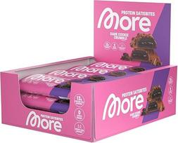 "MORE Protein Satisbites", 12 baltyminių batonėlių dėžutė, 12 x 2 x 25 g, tamsių sausainių trupiniai, iki 16 g baltymų vienoje porcijoje, be pridėtinio cukraus, pagaminta Vokietijoje