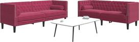 "Tidyard" 2 dalių "Chesterfield" sofos komplektas su pagalvėlėmis Raudono aksomo minkšta sofa "Lounge Sofa" svetainei, prieškambariui, biurui 3209295