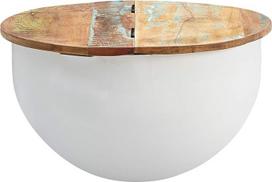 "Wohnling Mango" kavos staliukas 60 x 34 x 60 cm Medžio masyvo metalinis stalas Baltas pramoninis apvalus dizainas Svetainės stalas su laikymo vieta Lounge stalas Sofos stalas Modernus