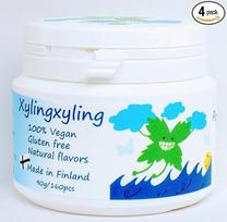 "Xylingxyling" - suomiškos ksilitolio pastilės - 100% veganiškos, be cukraus, be glitimo, natūralių skonių, skirtos dantų priežiūrai ir gaiviam burnos kvapui, 90 g/160 vnt. x 4 pakuotės (pipirmėčių)