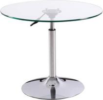 Apvalus stiklinis staliukas, baro staliukas, reguliuojamo aukščio stiklinis staliukas, grūdintas stiklas, balkonas, kavos staliukas, pakeliamas mažas kavos staliukas (dydis: 70 cm, spalva: skaidri)