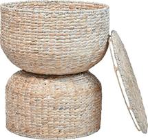 happimess SAT1000C Bhola smėlio laikrodis, rankomis austas hiacinto laikymo stalas su dangčiu, skirtas miegamajam, svetainei, virtuvei, valgomajam, valgomajam, prieškambariui, svečių kambariui laikyti ir dekoruoti