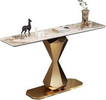 Konsolinis stalas "Rock Slab Entrance Table" su metaliniu rėmu, modernus konsolinis stalas įėjimui, miegamajam, namų ir biuro apdailai, taupantis erdvę (120 cm / 47,2 colių)
