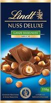 Lindt šokoladas | NUT DELUXE batonėlis su lazdyno riešutais | 110 g | Pieniškas šokoladas su skrudintais lazdyno riešutais švelniame riešutų kreme | Šokolado batonėlis