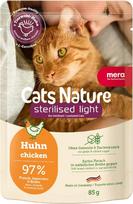 MERA Cats Nature Sterilised/Light Chicken Cat Food Wet 12 x 85 g | Sterilizuotoms/kastruotoms katėms | Be cukraus ir kruopų | Mažai riebalų turintis drėgnas maistas katėms su dideliu mėsos kiekiu