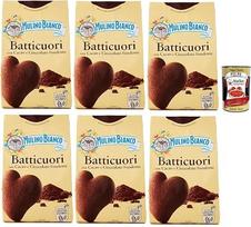 Mulino Bianco Batticuori Biscotti Con Cacao E Cioccolato, Kakavos ir šokolado sausainiai, sausainiai Biscotti, 6 x 350 g + Italian Gourmet Polpa 400 g