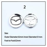 2025 Karštas 52mm 56mm Automobilio rato centrinis dangtelis Stebulės dangtelio apdaila Mazda Atenza MX3 CX3 CX5 2 3 6 323 626 RX8 RX7 Protege Axela