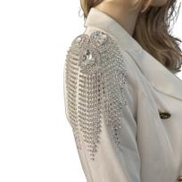 Fringe Rhinestone Epaulette Waterdrop Shoulder Epaulette Sparkling Tassel Epaulet Accessory for Costume Party Stage Performance gray