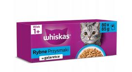 Whiskas Adult 80x85g Šlapias kačių maistas Žuvies skanėstai želė