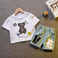 Cotton Fashion Baby Boys Clothing Sets Korean Version Little Kids Short Sleeves Clothes Suits Summer 80cm juoda