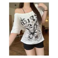 2025 Women's Plus Size Asymmetrical Off-the-Shoulder Summer T-Shirt 2X Large balta