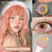 MILLCREEK 2PCS spalvoti kontaktiniai lęšiai su žaliais/rožiniais/mėlynais/violetais lęšiais Cosplay kontaktiniai lęšiai, naudojami kasmet 0 oranžinė