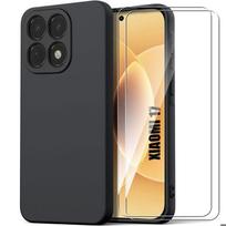 Dėklas Xiaomi 17, Minkštas plonas silikoninis apsauginis juodas, atsparus smūgiams ir įbrėžimams - 2 grūdinto stiklo ekrano apsaugos