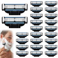 Razor Blade Refills for Men - 24PCS Compatible With Mach3 Razors, Triple-layer Manual Compatible with Mach 3 Razor Blades Refills Pack, Precision Pack of 24