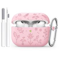 for AirPods Pro 3 Case Engraved Silicone Protective For AirPods Pro 3 Case Cover with Keychain Cleaner Kit for AirPod Pro 3 2025 for AirPods Pro 3 rožinė