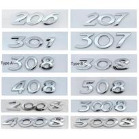 2026 m. „Peugeot“ galinės bagažinės emblemos automobilio lipdukas, ABS automobilio lipdukas, 206 207 301 307 308 408 508 2008 3 206 juoda