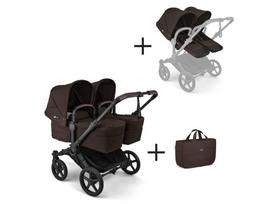 Universalus vežimėlis dvynukams Bugaboo Donkey 6 TWIN 2in1 Cocoa brown/Cocoa brown/black frame