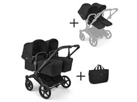 Universalus vežimėlis dvynukams Bugaboo Donkey 6 TWIN 2in1 Heritage Black/Heritage Black/black frame