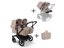 Universalus vežimėlis dvynukams Bugaboo Donkey 6 TWIN 2in1 Desert taupe /Desert taupe /black frame