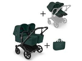 Universalus vežimėlis dvynukams Bugaboo Donkey 6 TWIN 2in1 Fern green/Fern green/black frame