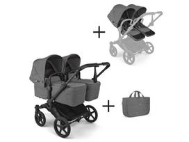 Universalus vežimėlis dvynukams Bugaboo Donkey 6 TWIN 2in1 Moon grey/Moon grey /black frame