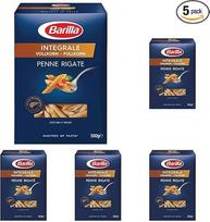 "Barilla Pasta Integrale Penne Rigate" - viso grūdo kietųjų kviečių manų kruopų makaronai su natūraliomis skaidulomis, 500 g (5 vnt.)