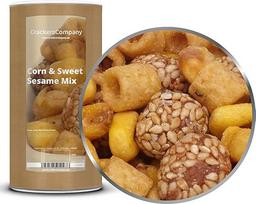 "CrackersCompany" kukurūzų sezamo mišinys su žemės riešutais ir medumi 600g - saldus, riešutinis, traškus