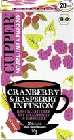 "Cupper Fruit Tea Cranberry & Raspberry Infusion", spanguolių ir aviečių arbata, aromatizuota (20 x 2,5 g), pakuotė po 4 vnt.