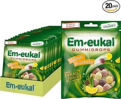 "Em-eukal Gummidrops" mišinys nuo kosulio su vitaminu C, žolelių gaiva, saldus, 20 x 90 g