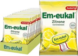 "Em-eukal" pastilės nuo kosulio citrina su vitaminu C, be cukraus ir laktozės, su mentoliu, 20 x 75 g