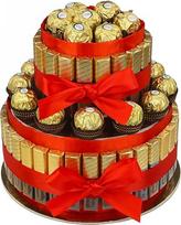 "Ferrero Rocher" ir "Merci" šokoladinis tortas - saldainių dėžutė gimtadienio proga - dovanų krepšelis moterims - dovanų krepšelis Motinos dienai - padėkos dovanos