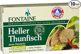 "Fontaine Light Tuna in Organic Olive Oil" 120 g žuvų konservų pakuotė (10 x 120 g)