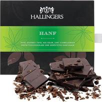 "Hallingers Hemp" kanapių juodasis šokoladas 85% su kanapėmis, švelniai tirpstantis - rankų darbo, be alkoholio (dėžutė) - dovana vasarą ir puiki dovana kepsniams | gimtadienio sveikinimai jubiliejus Naujiena