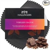 "Hallingers" 10 x padėka - rankų darbo pieninis šokoladas su mangais ir vanile, be alkoholio (dėžutė) - dovana vasarą ir puiki dovana kepsniams | Sveikinimai, padėkos, sveikinimai