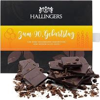 "Hallingers" 90-ojo gimtadienio veganiškas tamsus kakavos šokoladas, 85 % grynas - rankų darbo, be alkoholio (dėžutė) - Motinos dienos dovana ir dovanos tėvo dienai | gimtadienio sveikinimai, jubiliejus, laimė