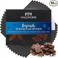 "Hallingers" pilno pieno šokoladas su lazdyno riešutų riešutais, rankų darbo (900 g) - 10 x Bavarijos Kalėdos (kartonas) - Kalėdoms, sveikinimams, padėkai - dovanokite dabar, 2023 m. Kalėdoms