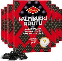 "Halva Salty Diamond Jellies Salmia Licorice" dovanų rinkinys 7 x 240 g - suomiški salmiaciniai saldymedžiai, sūrūs salmijos gabaliukai, skirti dalytis, vakarėliams ir užkandžiams - turtingo skonio, šiaurietiški saldainiai
