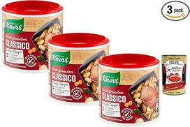 "Italian Gourmet Classic" granuliuoti sultinio milteliai 3 x 150 g Universalus prieskonių pagrindas sriuboms, sultiniams, rizotui, daržovėms, mėsos patiekalams ir padažams, greitai tirpstantis + "Italian Gourmet Polpa