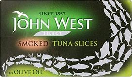 "John West Select" rūkyto tuno griežinėliai alyvuogių aliejuje 120 g