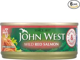 "John West" laukinė raudonoji lašiša be odos ir kaulų (105g) - 6 vnt. pakuotė