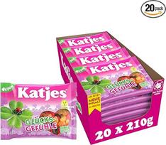 "Katjes Glücksfühles" laikymo pakuotė - įvairių spalvų ir formų vaisių gumos ir saldymedžio mišinys - be gyvūninės želatinos, veganiškas, 20 x 210 g