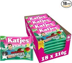 "Katjes Hundjes" vaisių gumos ir cukraus putų pakuotė - vaisių gumos ir cukraus putų mišinys su slyvų, miško, citrinų, vyšnių ir miško uogų skonio vaisiais, veganiškas, 18 x 210 g