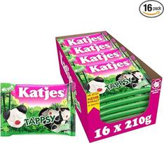 "Katjes Tappsy Tappsy Storage Pack" - putų cukrus su saldymedžiu ir vaisių guma, mielo meškiuko pandos formos, veganiškas, halal 16 x 210 g