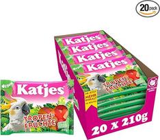 "Katjes Tropical Fruit Storage Pack" - vaisių guma su vaisių sultimis ir mango ženklu, įvairių skonių vaisių mišinys, veganiškas, halal, 20 x 210 g
