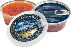 "Kaviar Lord of Kamchatka Keta Salmon Caviar Premium" (-18 °C) - Laukiniai ikrai iš Kamčiatkos - 200 g skardinė - Malossol - Švelniai sūdyti raudonieji ikrai be konservantų - Ikra - Ikra
