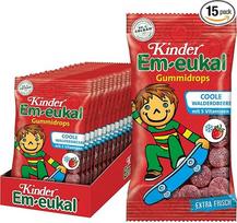 "Kinder Em-eukal" guminukai "Cool Wild Strawberry", su 5 vitaminais, laukinių braškių medus, 15 vnt. (15 x 75 g pakuotė)